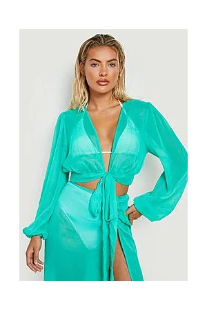 Boohoo Sheer Texture Wrap Multiway Beach Top