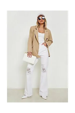 Boohoo High Waisted Ripped Flared Jeans