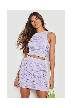 Boohoo Ruched Woven Crop & Ruched Woven Mini Skirt