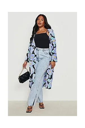 Boohoo Plus Floral Woven Midi Kimono