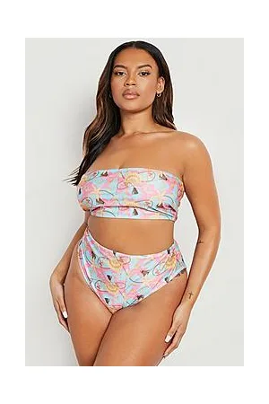 Boohoo Plus Shell Chain Print High Waisted Bikini Bottoms