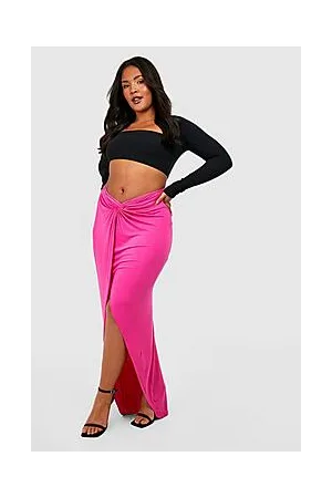 Boohoo Plus Jersey Knot Front Maxi Skirt