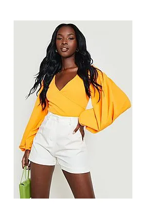 Boohoo Wrap Balloon Sleeve Bodysuit