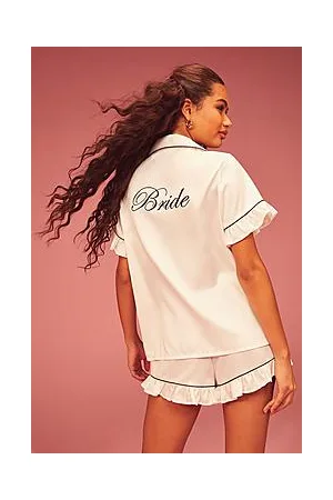 Boohoo Bride Embroidery Frill Short Set