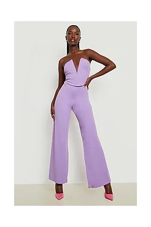 Boohoo V Bar Bandeau & Wide Leg Trousers