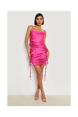 Boohoo Satin Ruched Cami & Midi Skirt