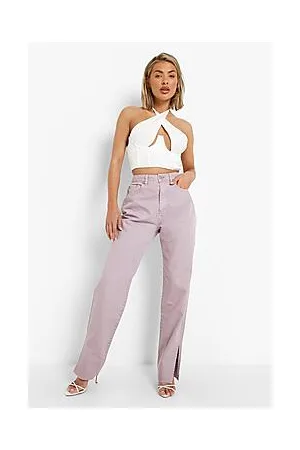 Boohoo High Rise Split Hem Jeans