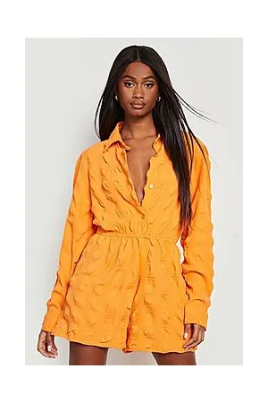 Boohoo Crinkle Textured Shirt Playsuit