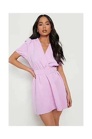 Boohoo Petite Belted Short Sleeve Skater Dress