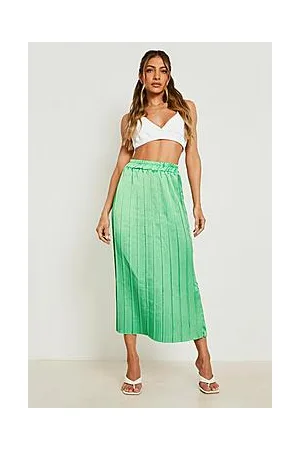 Boohoo Satin Pleated Midaxi Skirt