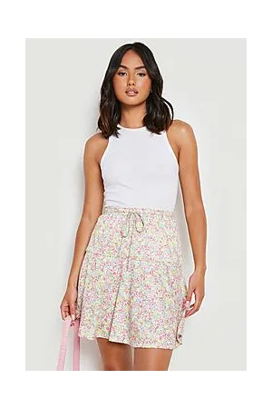 Boohoo Ditsy Floral Drawstring Waist Skater Skirt