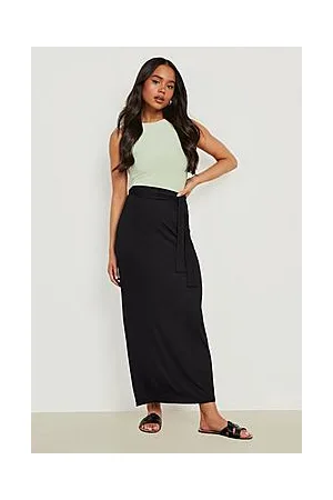 Boohoo Petite Belted Split Leg Maxi Skirt