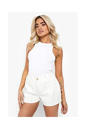Boohoo Petite Seam Detail High Waist Denim Shorts