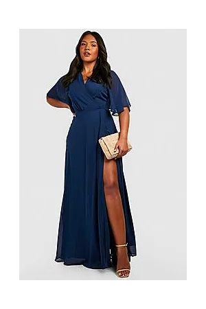 Boohoo Plus Angel Sleeve Wrap Bridesmaid Dress