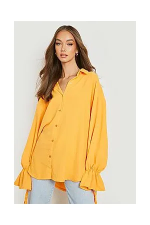Boohoo Hammered Tie Sleeve Relaxed Fit Shirt