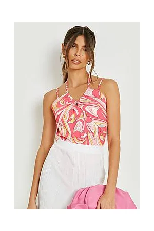 Boohoo Halter Strap Abstract Bodysuit