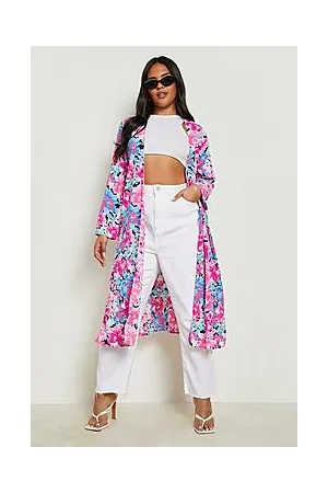 Boohoo Plus Floral Woven Midi Kimono