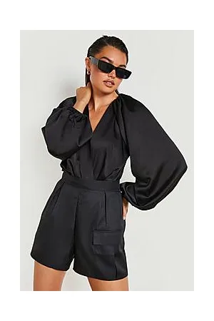 Boohoo Balloon Sleeve Plunge Bodysuit