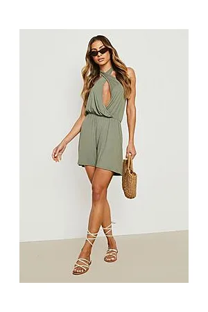 Boohoo Halter Neck Wrap Flippy Playsuit