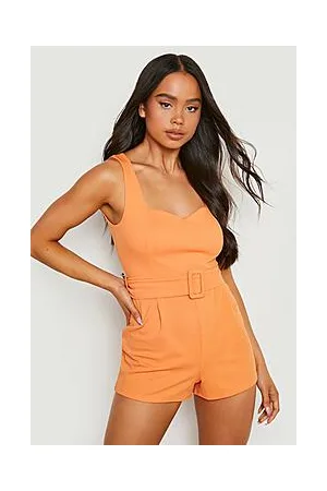 Boohoo Petite Notch Detail Buckle Detail Playsuit