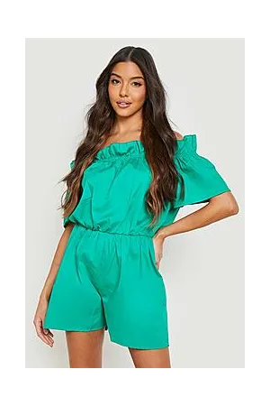 Boohoo Off The Shoulder Cotton Playsuit