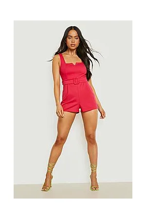 Boohoo Petite Notch Detail Buckle Detail Playsuit