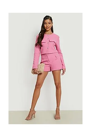 Boohoo Boucle Button Detail Tailored Shorts
