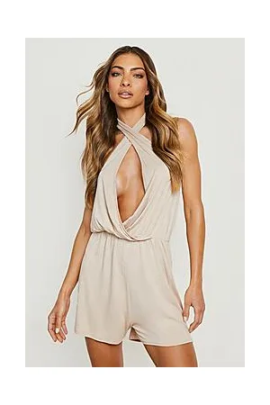 Boohoo Halter Neck Wrap Flippy Playsuit