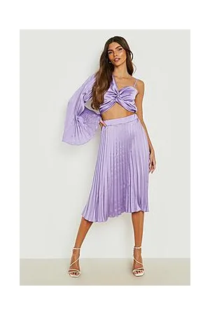 Boohoo Satin Pleated Midi Skirt