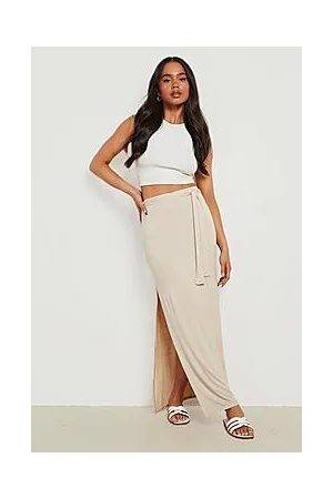 Boohoo Petite Belted Split Leg Maxi Skirt