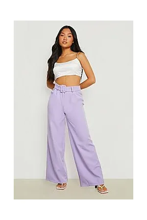 Boohoo Petite Self Belt Tailored Wide Leg Trouser
