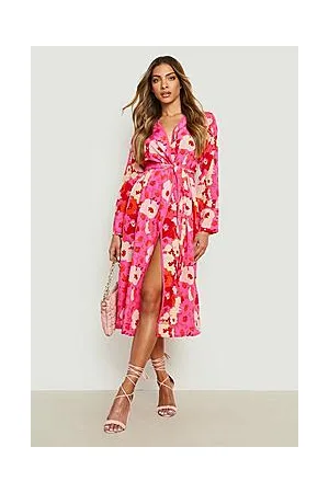Boohoo Bright Floral Belted Kimono
