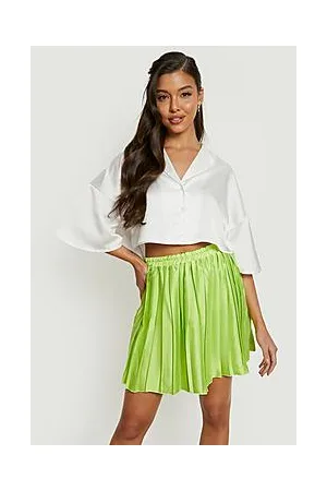 Boohoo Satin Pleated Mini Skirt
