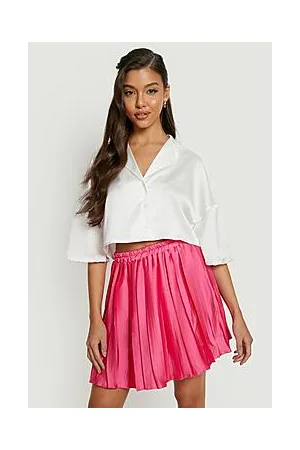 Boohoo Satin Pleated Mini Skirt