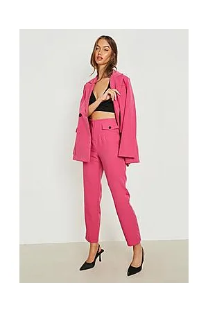 Boohoo Contrast Button Slim Fit Trousers