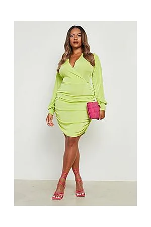 Boohoo Plus Acetate Wrap Dress