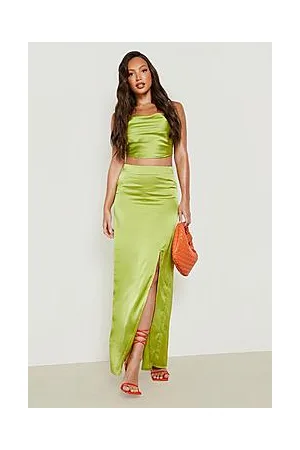 Boohoo Tall Satin Side Split Maxi Skirt