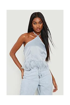 Boohoo Halterneck Feather Top