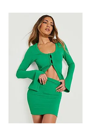 Boohoo Textured Split Sleeve Top & Mini Skirt