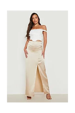 Boohoo Tall Satin Side Split Maxi Skirt