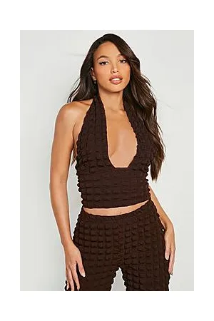 Boohoo Tall Bubble Jersey Halter Neck Top