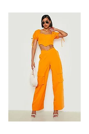 Boohoo V Waist Wide Leg Cargo Trousers