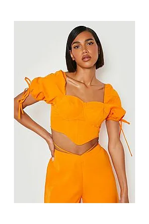 Boohoo Puff Sleeve Sweetheart Neck Corset