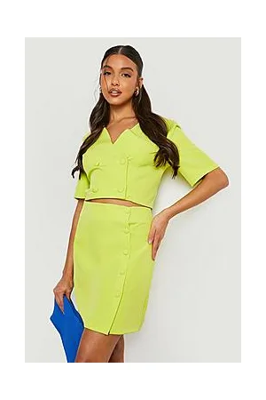 Boohoo Button Detail Split Mini Skirt