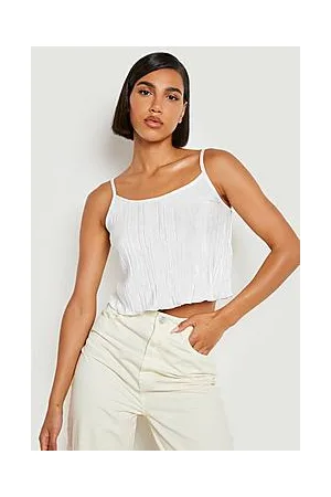 Boohoo Plisse Strappy Crop Cami