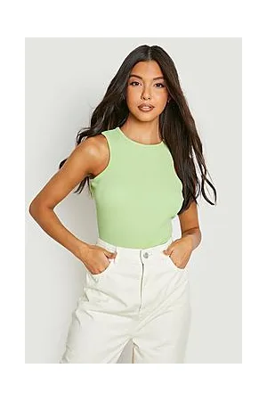 Boohoo Crinkle Rib Racer Bodysuit