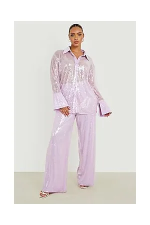 Boohoo Plus Sequin Wide Leg Trousers
