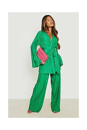 Boohoo Plisse Belted Kimono