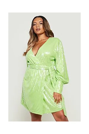 Boohoo Plus Sequin Wrap Dress