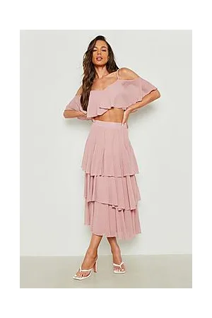 Boohoo Chiffon Cami & Tiered Midi Skirt